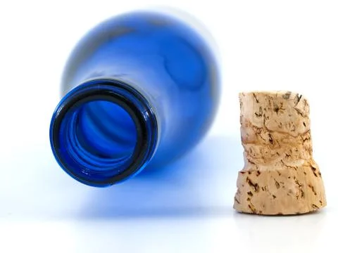 Blue empty bottle with cork Stock Illustration