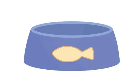 Blue empty bowl for cat, kitten, kitty. Blue bowl. Cartoon, flat Illustrazione stock