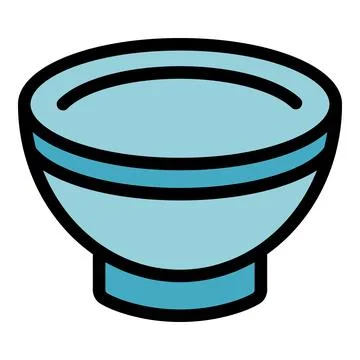 Blue empty bowl with double stripe for soup or noodles Stock Illustration