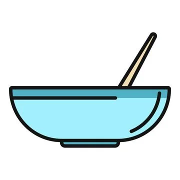Blue empty bowl with spoon vector icon Stockillustratie