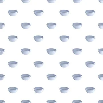Blue empty ceramic bowls seamless pattern illustration Stock Illustration