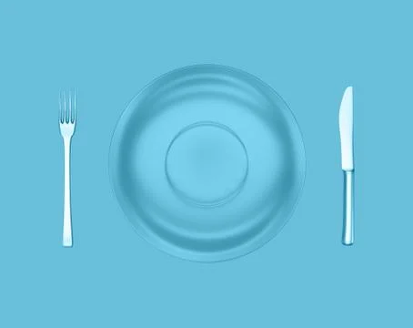 Blue empty dinner plate Stock Illustration