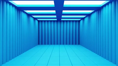 Blue Empty Interior Space Room with Modern Roof Design, 3D Rendering Video stock 194086978