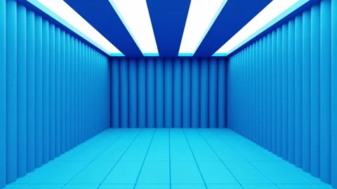 Blue Empty Interior Space Room with Modern Roof Design, 3D Rendering Animation Vídeo Stock 195942752