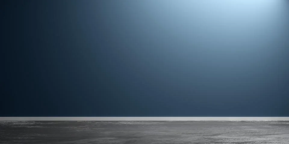 Blue empty, modern, abstract studio room with rough concrete floor, product d Illustrazione stock