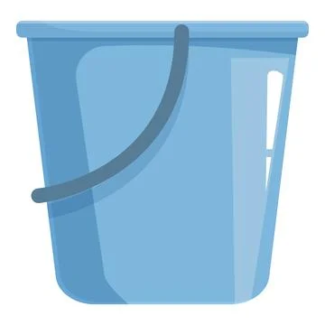 Blue empty plastic bucket with metal handle standing for cleaning Illustrazione stock