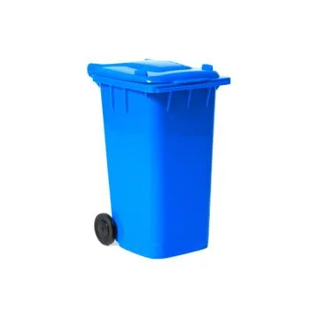 Blue empty recycling bin Foto stock