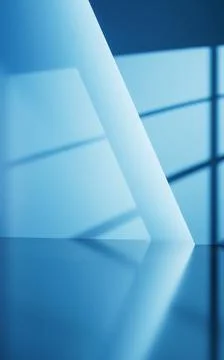 Blue empty room with geometry structure, 3d rendering. Ilustración de archivo