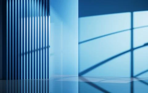 Blue empty room with geometry structure, 3d rendering. Ilustración de archivo