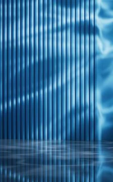 Blue empty room with geometry structure, 3d rendering. イラスト素材