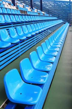 Blue empty stadium seats Foto stock