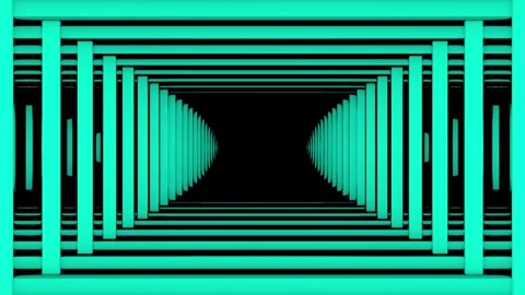 Blue Endless Corridor Row Repetitive Animation To Dark Background Loop Stock Footage 247761174