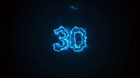 Blue energy Countdown. Blue fire counting down from thirty to zero on black. Stock Footage 79898489