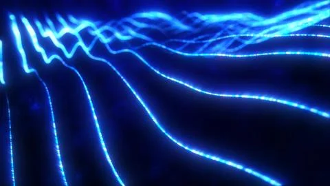 Blue energy glowing magic stripes waves lines high technology digital with .. Stock Illustration