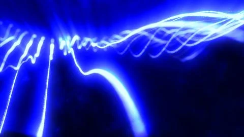 Blue energy glowing magic stripes waves lines high technology digital with .. Stock Illustration