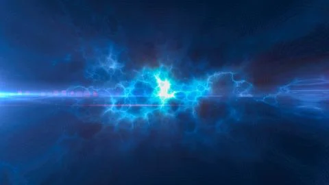Blue energy glowing magic waves and electric lightning charges high-tech di.. Stock Illustration