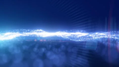 Blue energy glowing magic waves high tech digital iridescent with light rays  Stock Illustration