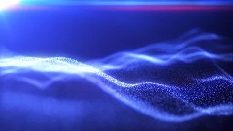 Blue energy glowing magic waves from particles of lines with light rays. Ab.. Stock Illustration