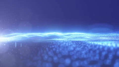 Blue energy glowing magic waves high tech digital iridescent with light ray.. Stock Illustration