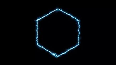 Blue energy hexagon border light motion Stock Footage 328385807