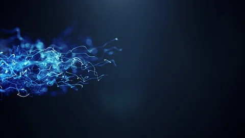 Blue energy light strings or waves background with flares and backlighting Stock Footage 93155893
