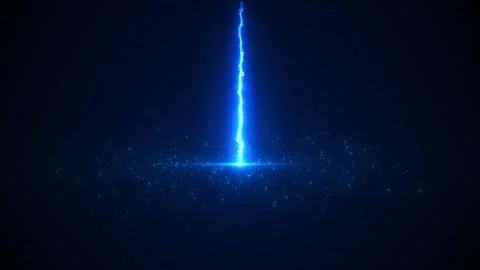 Blue energy lightning strike background vertical electric beam, glowing impact Stock Footage 333980757