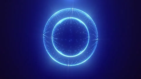 Blue energy magic circle sphere ball of futuristic waves and lines of parti.. 스톡 동영상 262990731