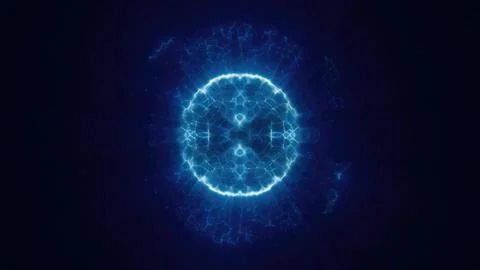 Blue energy magic circle, sphere, ball made of futuristic energy particles,.. Stock Illustration