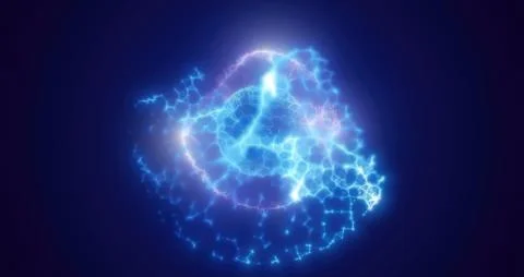 Blue energy magic circle, sphere, ball made of futuristic waves and lines o.. Stock Illustration