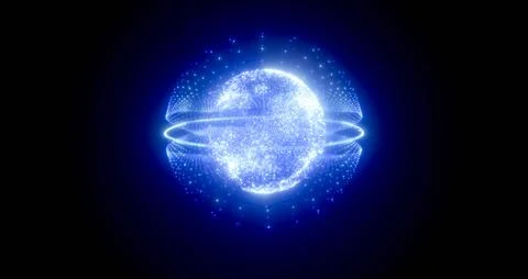 Blue energy magic circle sphere ball of futuristic waves and lines of parti.. 스톡 일러스트