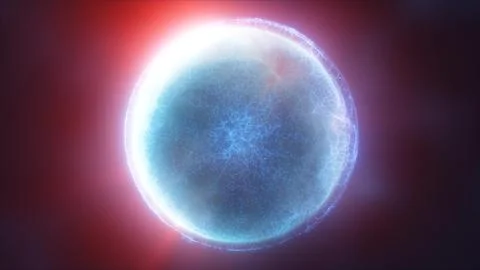 Blue energy magic circle, sphere, ball made of futuristic waves and lines o.. Stock Illustration