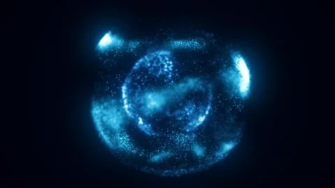 Blue energy magic circle, sphere, ball made of futuristic energy particles, f Stock Illustration
