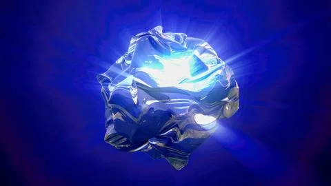Blue energy magic sphere round high-tech digital iridescent morphing ball o.. Stock Illustration