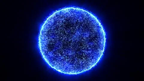 Blue energy magic sphere round hi-tech light digital ball space planet star.. Illustrazione stock