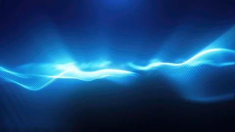 Blue energy magic waves high tech digital iridescent morphing with light rays Stock Illustration