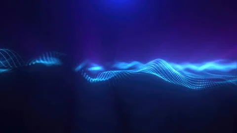 Blue energy magic waves high tech digital iridescent morphing with light rays Stock Illustration