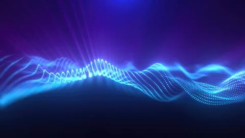 Blue energy magic waves high tech digital iridescent morphing with light rays Stock Illustration