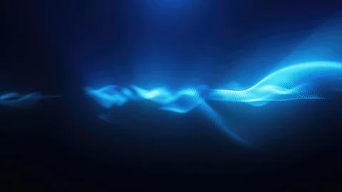 Blue energy magic waves high tech digital iridescent morphing with light ra.. Stock Illustration