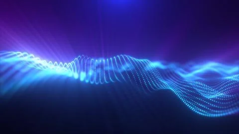 Blue energy magic waves high tech digital iridescent morphing with light ra.. Stock Illustration
