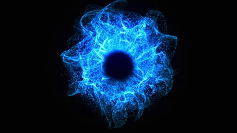 Blue energy orb animation. Abstract 3d energy sphere ball with power rays Stock Footage 247202662