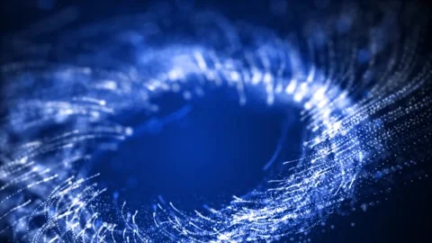 Blue Energy Ring Vortex with Glowing Particles Stock Footage 323613625