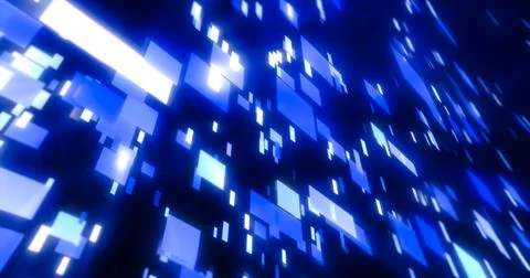 Blue energy squares and rectangles particles magic glowing hi-tech futurist.. 库存插图