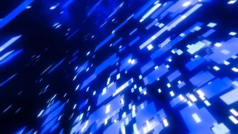 Blue energy squares and rectangles particles magic glowing hi-tech futurist.. Illustrazione stock