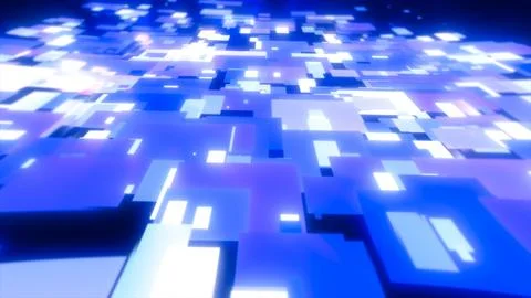 Blue energy squares and rectangles particles magic glowing hi-tech futurist.. Stock Illustration