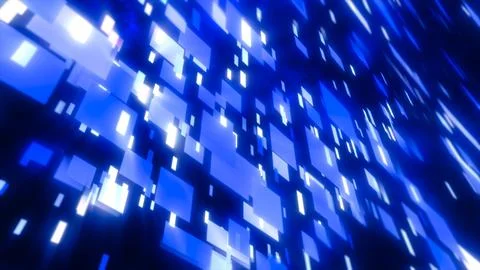 Blue energy squares and rectangles particles magic glowing hi-tech futurist.. Stock Illustration