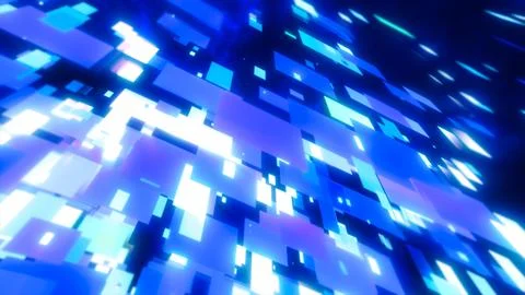 Blue energy squares and rectangles particles magic glowing hi-tech futurist.. Stock Illustration