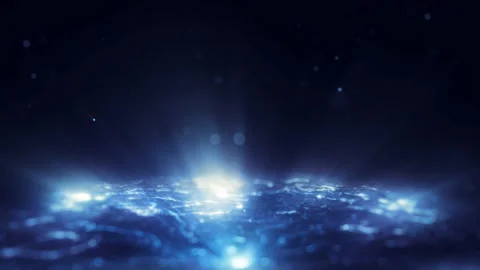 Blue Energy Surface Background with Futuristic Electric Light Rays Stock Footage 340374681
