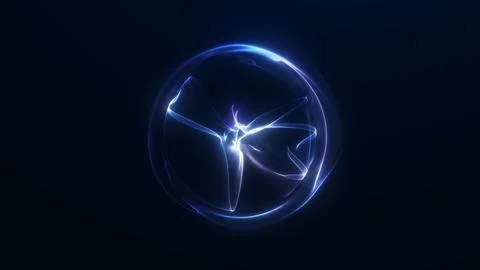 Blue energy vortex circle with swirling plasma waves and luminous digital m.. Stock Illustration