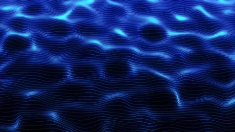 Blue energy waves from particle dots and stripes lines glowing futuristic b.. Stock Illustration