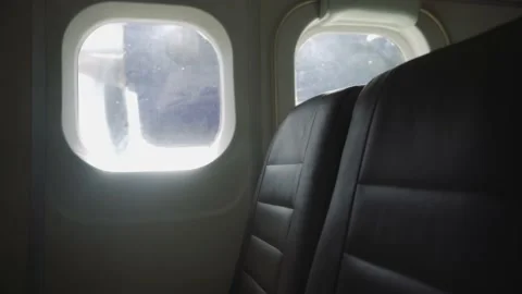 Blue engine and propeller from inside small airplane Stock Footage 168776943